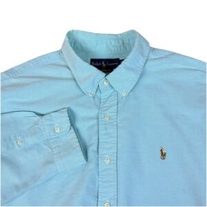 Ralph Lauren Mens Button Down Shirt Custom Fit Cotton Oxford Blue XXL